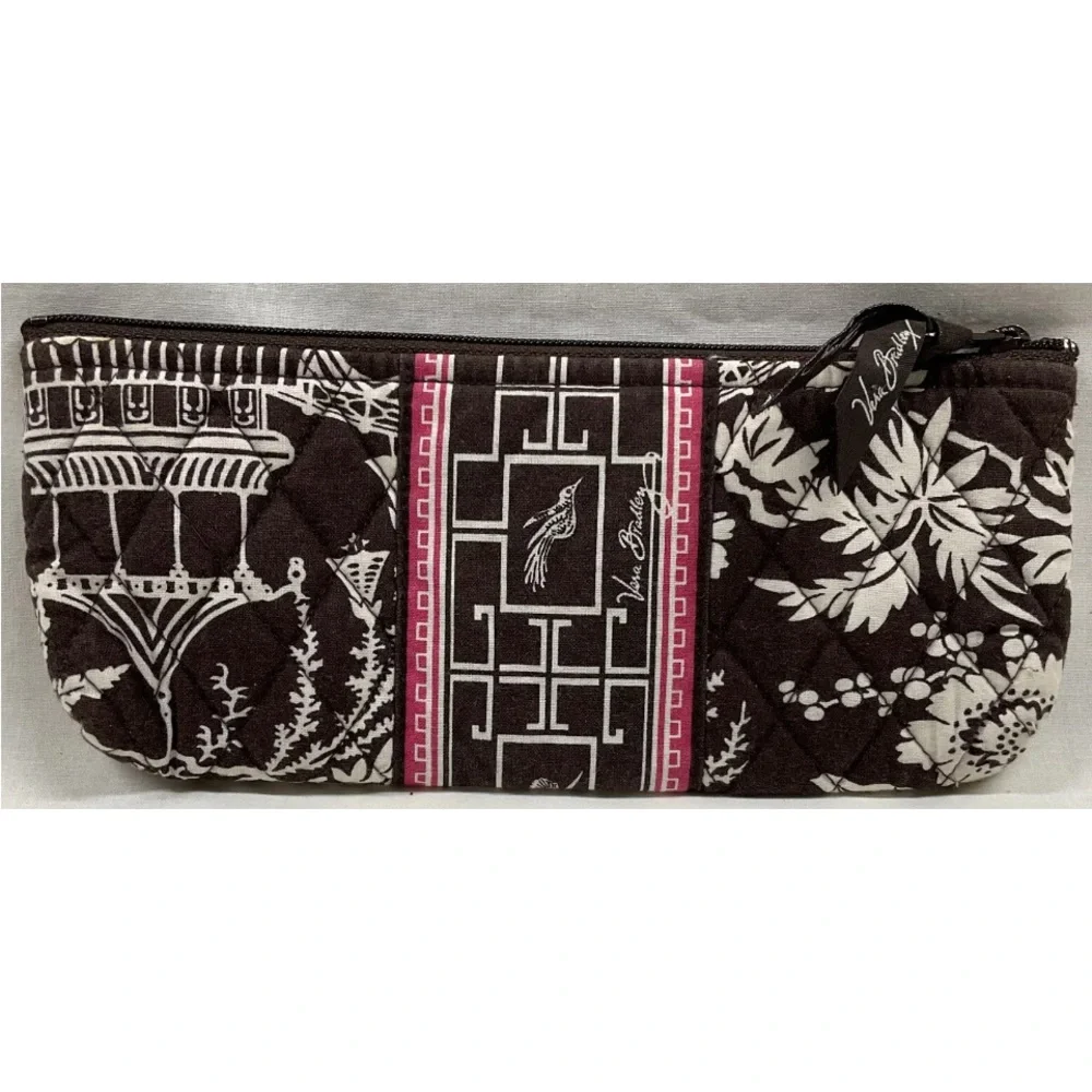 Vera Bradley Ming Garden Imperial Toile Pencil Pouch Cosmetic Makeup Bag NEW